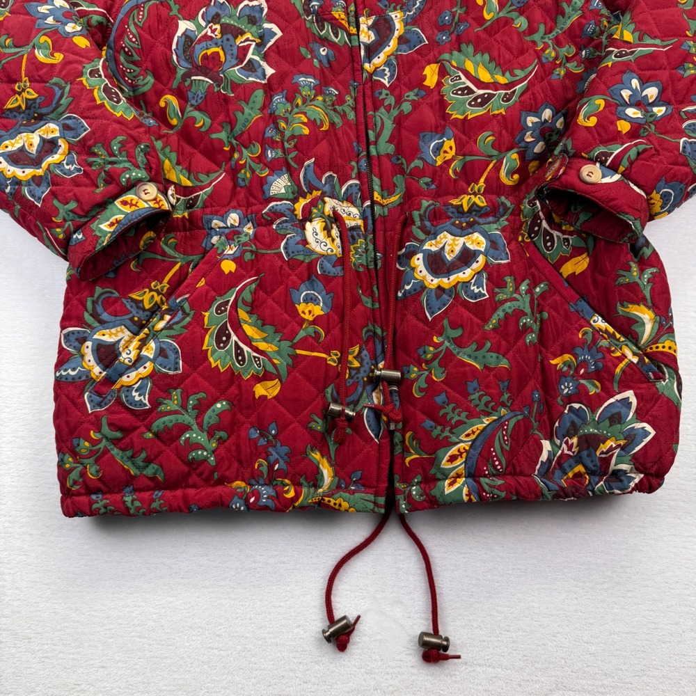 The‎ Limited Quilted Silk Jacket Womens M Red Paisley Art-To-Wear Grandmacore - Picture 6 of 10